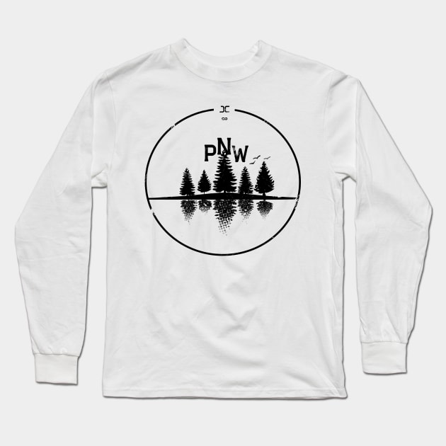 PNW Tree Line Shirt Long Sleeve T-Shirt by JCclothing16